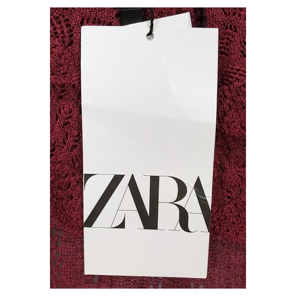 NWT Zara Pointelle Ruffle Collar Sweater - Picture 6 of 7